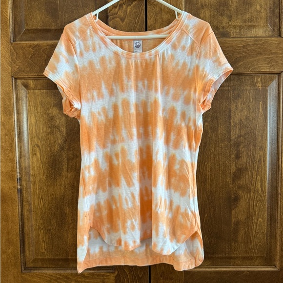 Te Verde Cap Sleeve Orange/White Tee - Women's Size Petite Medium - Picture 1 of 3
